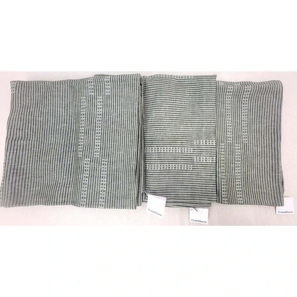 Crate & Barrel Airlie Dobby Stripe Pillow Covers Set Of 3 30x30 NWT